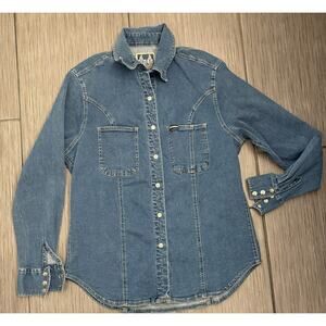 Vintage Harley Davidson Biker Blues Men’s Denim Snap-Front Shirt Medium